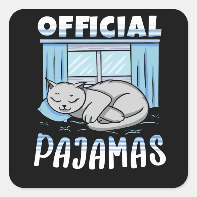 Official napping Sleepshirt Cat Pajamas Square Sticker (Front)