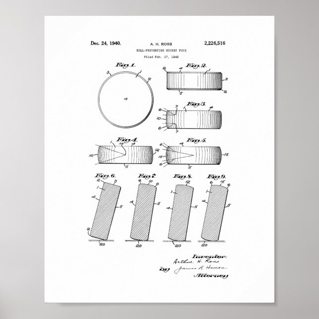 Official NHL Puck 1942-1960 Patent Poster (Front)