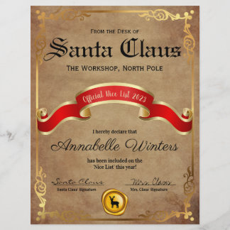 Official Nice List Certificate