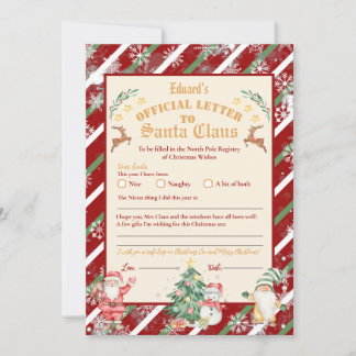 Official North Pole Letter To Santa 5x7inch Invita Invitation