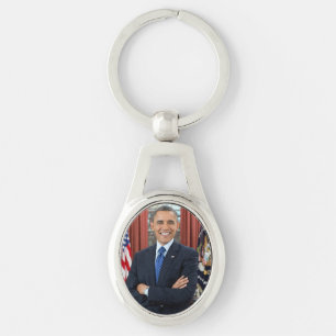 Official Oval Office Portrait President Obama Keychain