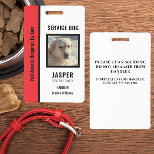 Official Personalized Red & White Service Dog Badge