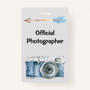 Official Photographer with Vintage Camera Badge