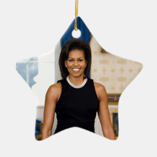 Official Portrait of First Lady Michelle Obama Ceramic Ornament