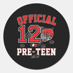 Official Pre-teen 12th Birthday 12 Year Old Boy Ho Classic Round Sticker