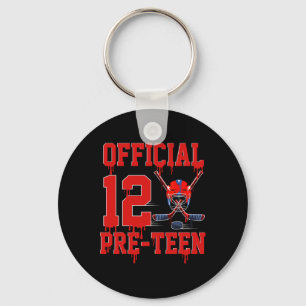 Official Pre-teen 12th Birthday Hockey Ice Cream D Keychain