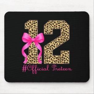 Official Preteen 12th Birthday Girl Coquette Bow L Mouse Pad
