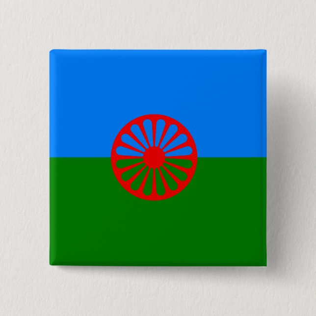Official Romany gypsy flag 2 Inch Square Button (Front)