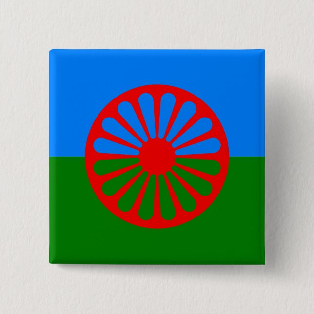Official Romany gypsy flag 2 Inch Square Button (Front)