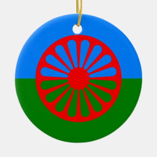 Official Romany gypsy flag Ceramic Ornament (Front)