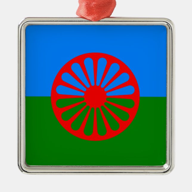 Official Romany gypsy flag Metal Ornament (Front)