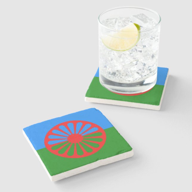Official Romany gypsy flag Stone Coaster (Side)