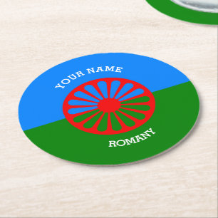 Official Romany gypsy travellers flag personalized Round Paper Coaster