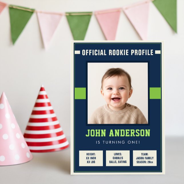 Official Rookie Profile Football First Birthday Invitation (Creator Uploaded)
