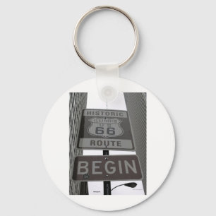 Official Route 66 begin sign Keychain