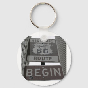 Official Route 66 begin sign Keychain