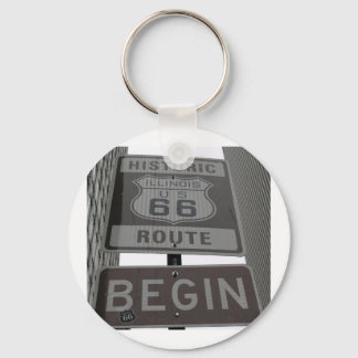 Official Route 66 begin sign Keychain