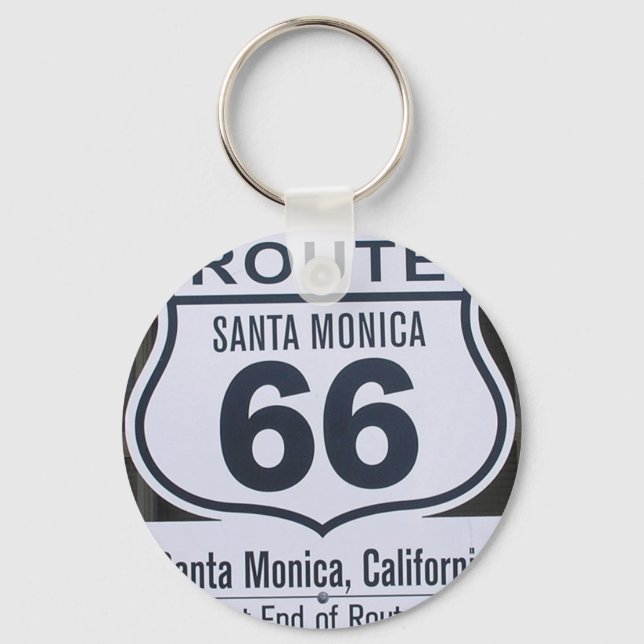 Official Route 66 end sign santa monica Keychain (Front)