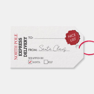 Official Santa Claus Gift Present From North Pole Tags