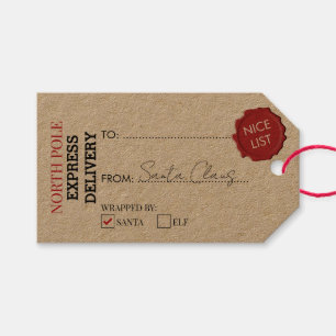 Official Santa Claus Gift Present From North Pole  Tags