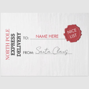 Official Santa Claus Gift Present From North Pole  Tissue Paper