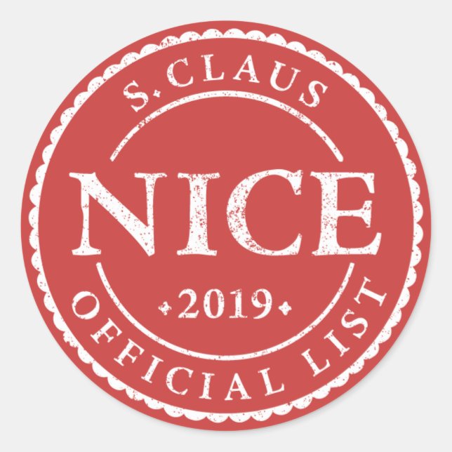 Official Santa Nice List Holiday Christmas Classic Round Sticker (Front)