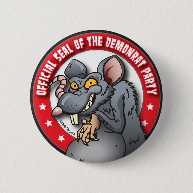 OFFICIAL SEAL of The DEMOCRAT AKA DEMON-RAT PARTY 2 Inch Round Button (Front)