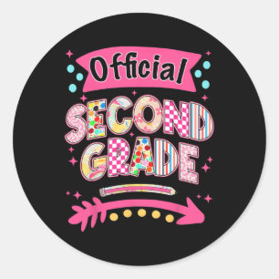 Official Second Grade First Day Of 2nd Grade Girl  Classic Round Sticker