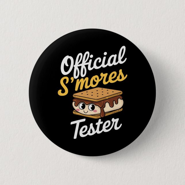 Official S'mores Tester Camping Smores Kawaii S'mo 2 Inch Round Button (Front)
