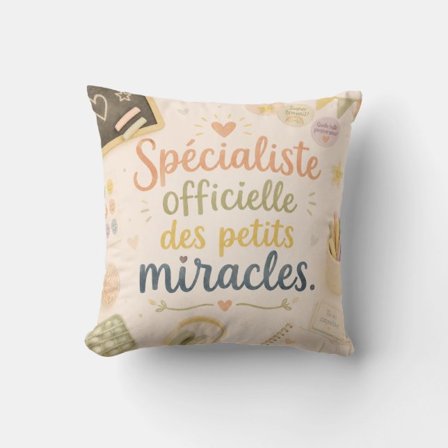 Official Specialist of Small Miracles Throw Pillow (Front)