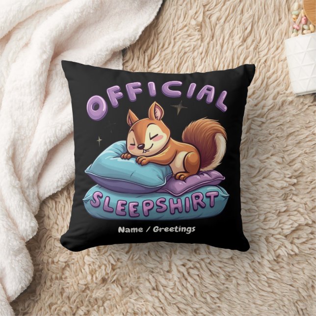Official Squirrel Sleep Cute & Funny Napping  Throw Pillow (Blanket)