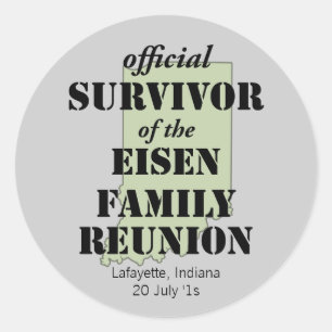 Official Survivor of Family Reunion - Indiana Classic Round Sticker