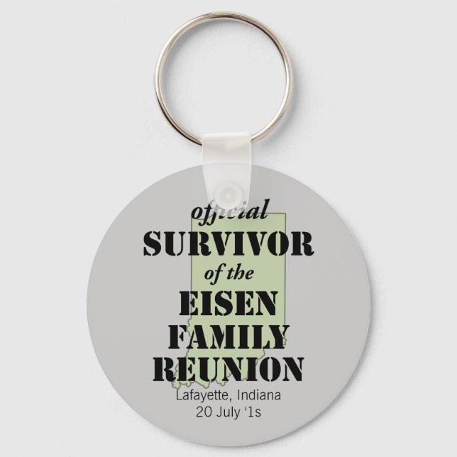 Official Survivor of Family Reunion - Indiana Keychain (Front)