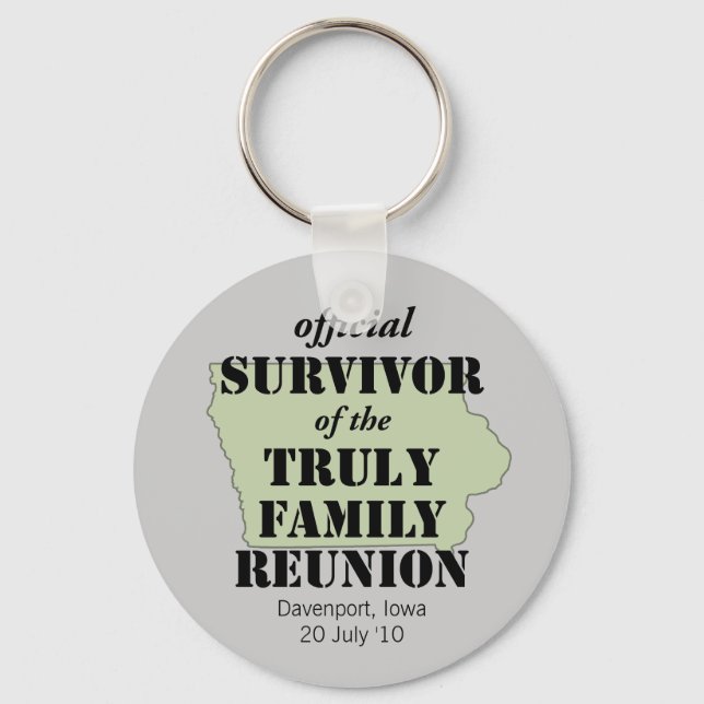 Official Survivor of Family Reunion - Iowa Keychain (Front)