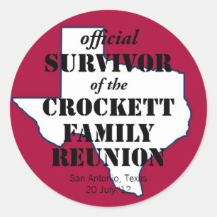 Official Survivor of Texas Family Reunion (red) Classic Round Sticker