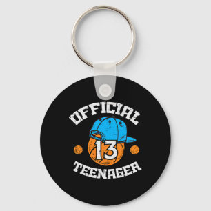 Official Teenager 13 Sketll Cap 13th Birthday Bday Keychain