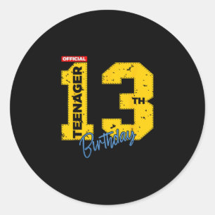Official Teenager 13 Years Old 13th Birthday Gamer Classic Round Sticker