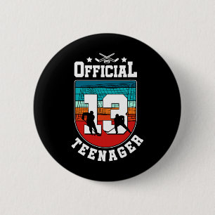 Official Teenager 13th Birthday 13 Year Boy Hockey 2 Inch Round Button