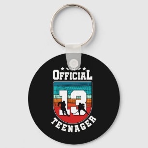 Official Teenager 13th Birthday 13 Year Boy Hockey Keychain