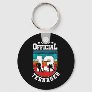 Official Teenager 13th Birthday 13 Year Boy Hockey Keychain