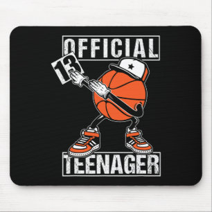 Official Teenager 13th Birthday Boy Fun Bysketbyll Mouse Pad