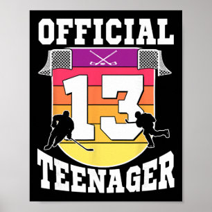 Official Teenager 13th Birthday Ice Hockey Boy 13 Poster