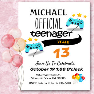Official Teenager Boy Birthday Party Invitation