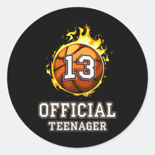 Official Teenager Bysketbyll 13th Birthday Gift Classic Round Sticker
