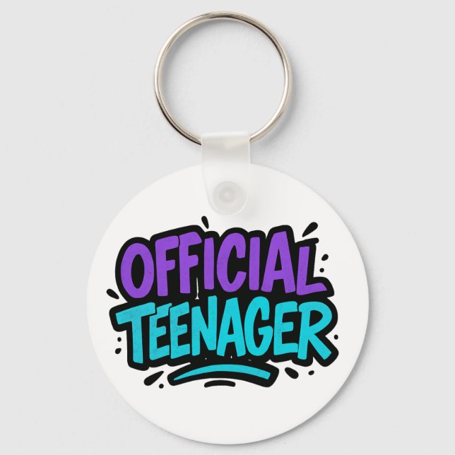 Official Teenager – Fun 13th Birthday for teens Keychain (Front)