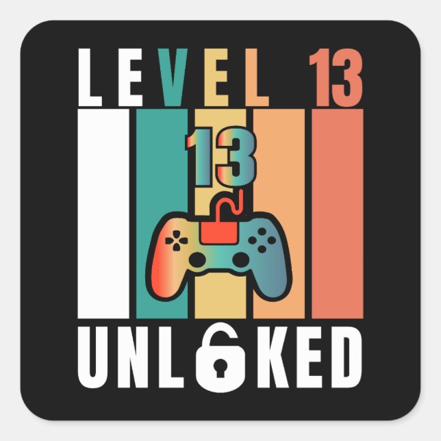 Official Teenager Level 13 Unlocked Birthday Square Sticker (Front)