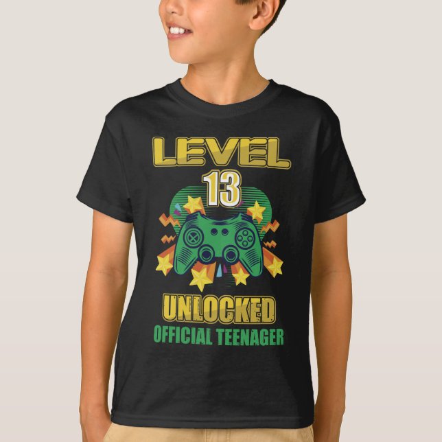 Official Teenager Level 13 Unlocked Birthday T-Shirt (Front)