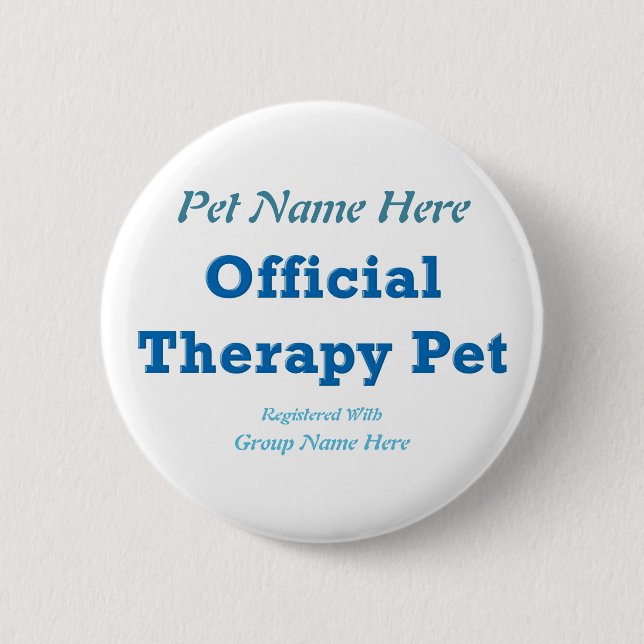 Official Therapy Pet 2 Inch Round Button (Front)