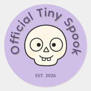 Official Tiny Spook Skeleton Halloween Party Favou Classic Round Sticker