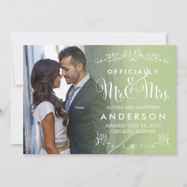 Official Titles Wedding Announcement - Sage (Front)